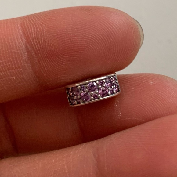 Retired Pandora CZ Bling Sparkling Purple Pave Clip Charm Safety Stopper Spacer - Picture 7 of 10